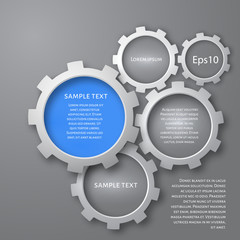 Vector illustration  of gears with on the grey background.  Infographic vector template