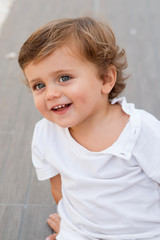 Naklejka premium Funny baby one year outdoor