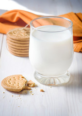 Glass of milk and cookies