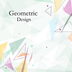 Abstract composition. Minimalistic fashion backdrop design. Patch flying triangles icon. Green font texture. Modern ad banner. Parts connection fiber. Bright ornament. Light surface. Stock vector art