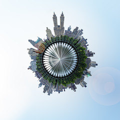 Tiny planet earth city park