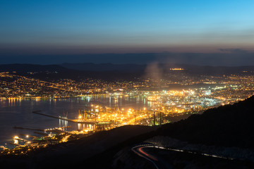 Bay of Novorossiysk just after sunset, Russia