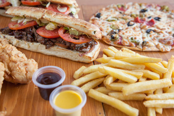 Combo meal sub sandwiches pizza chips chicken strips