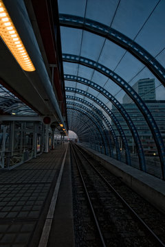 Converging lines in a metrostation in Amsterdam, The Netherlands