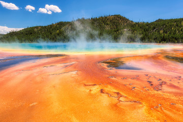The most Popular geyser in Yellowstone - Grand Prismatic Spring, Wyoming