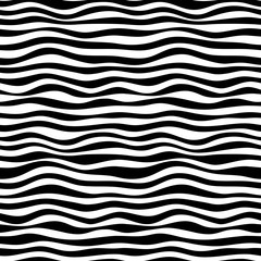 Simple curved black and white illusion wave, seamless pattern