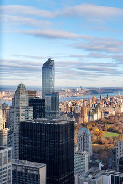 View on central park and skyline of Manhattan, New York, USA