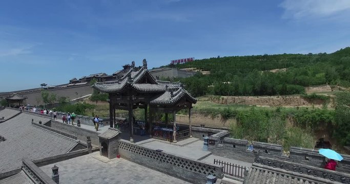 Aerial of Chinese ancient architecture, in shanxi province, pingyao old city