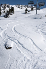 Obraz premium Snowtracks on the snowy slopes of the Alps, Austria