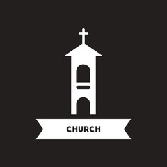 flat icon in black and white style building church  