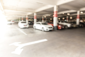Abstract blur .car park in shoping mall