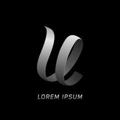Letter "U" ribbon monogram. Eps10 vector illustration. © plasteed