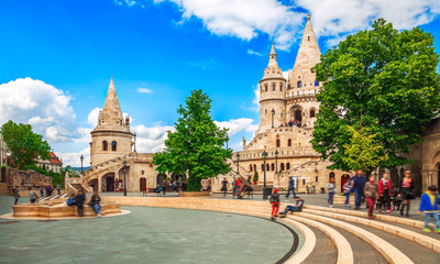 Budapest Fishermans Bastion square famous touristic landmark