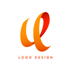 Letter "U" ribbon monogram. Eps10 vector illustration. © plasteed