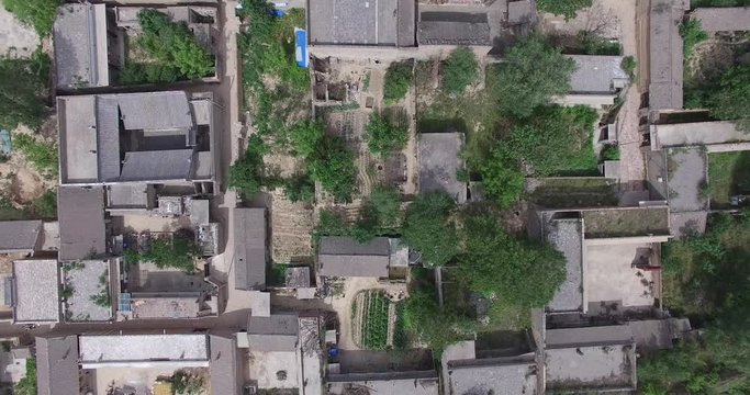 Aerial of Chinese ancient architecture, in shanxi province, pingyao old city