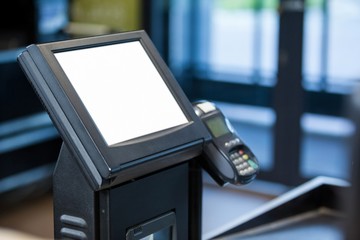 Billing machine and credit card terminal at cash counter