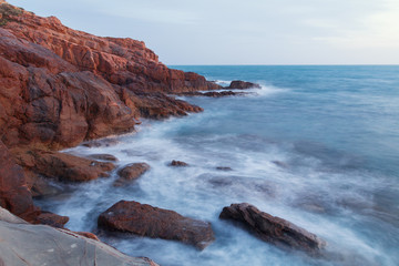 Rocks on the coast near Livorno in Tuscany region