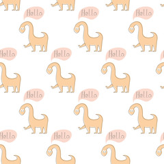 Seamless pattern with cartoon dinosaur.