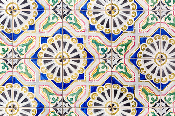 old colorful azulejos - hand painted tiles from Lisbon