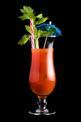 bloody mary cocktails on black background