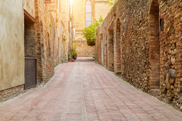 Fototapeta na wymiar San Gimignano charming narrow streets medieval town
