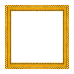 picture frame gold wooden carved frame pattern isolated on white