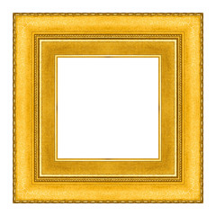 picture frame wooden Carved Golden pattern isolated on a white background