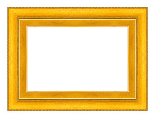 picture frame gold wooden carved frame pattern isolated on white