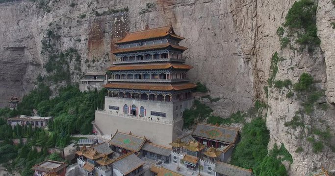 Aerial of Chinese ancient architecture, in shanxi province, pingyao old city