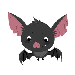 Cute cartoon bat character.