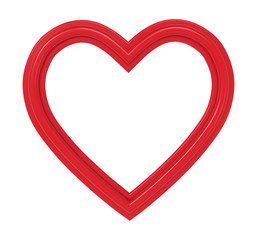 Red heart picture frame isolated on white. 3D illustration.