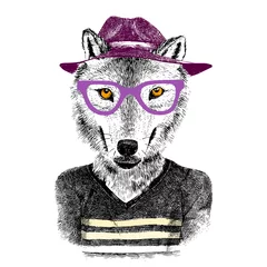 Foto op Canvas hand drawn wolf hipster © Marina Gorskaya