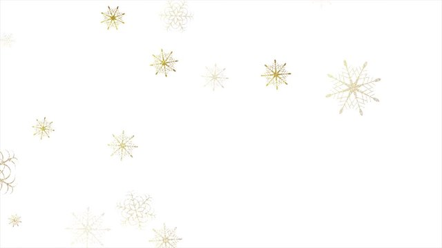 Golden glitter falling snowflakes Christmas motion design clip. Video animation Ultra HD 4K 3840x2160