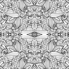 Vector Seamless Abstract Black and White Tribal Pattern