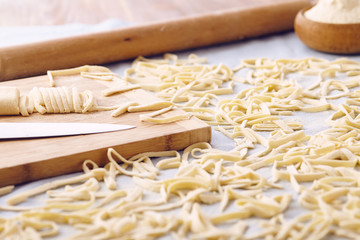 Handmade fettuccine pasta