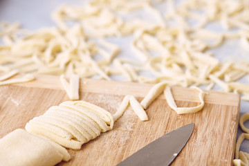 Handmade fettuccine pasta