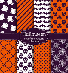 Halloween seamless patterns. Vector set.