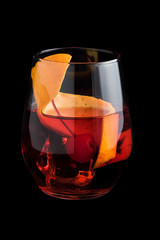 Negroni cocktails on black background