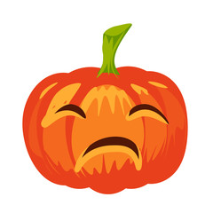 Vector isolated pumpkin. Halloween design, emotion,  sad, scary, winking, screwing up smile. Jack lantern for website, flier, invitation card, sticker