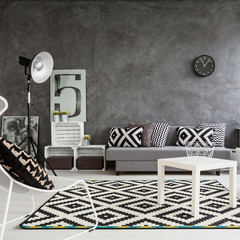 Stylish black and white lounge