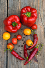 Fresh vegetables on the wooden table