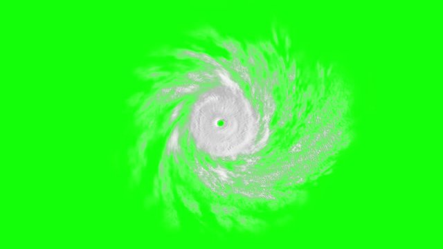 Tropical cyclone on green screen, CG animation