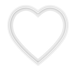 White heart picture frame isolated on white. 3D illustration.