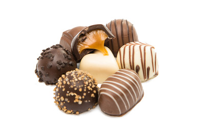 Belgian chocolate candies isolated