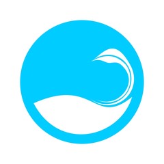 Swan in the blue circle. Simple logo vector design. Spa wellness and beauty theme.
