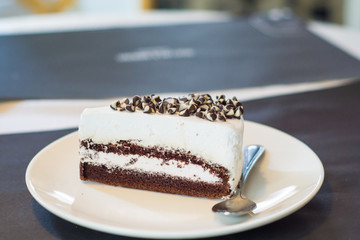 Delicious white cake with chocolate