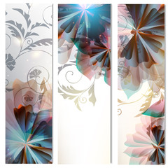 Brochures set with abstract florals