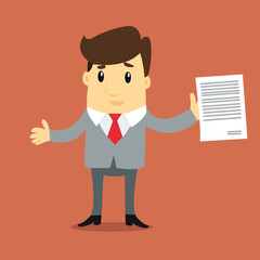 businessman with signed contract.- vector illustrator
