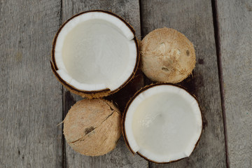 Fototapeta premium Fresh Organic Brown Coconut with White Flesh