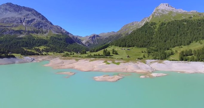 Aerial 4k - Val di Trela - Diga di Cancano e San Giacomo - Valtellina (IT) 